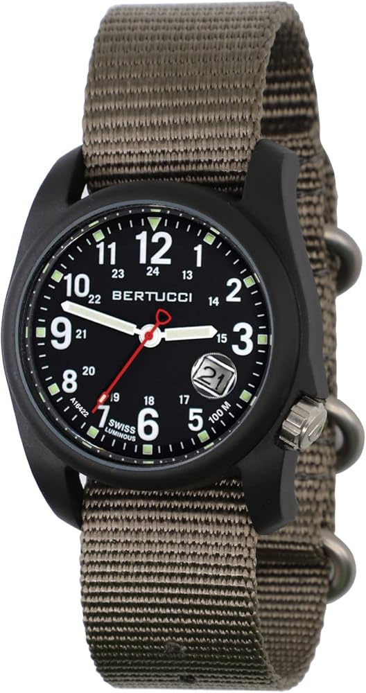 Bertucci Dx3 Super - Black Dial / Black Case- 369 Ghost Gray Nylon Band