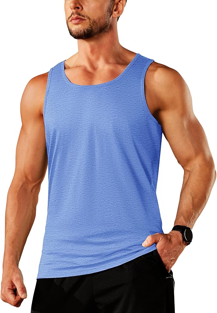 TACVASEN Men's Tank Top Sleeveless Muscle Shirts Gym Workout Cotton Shirt Athletic Running Tee for Men