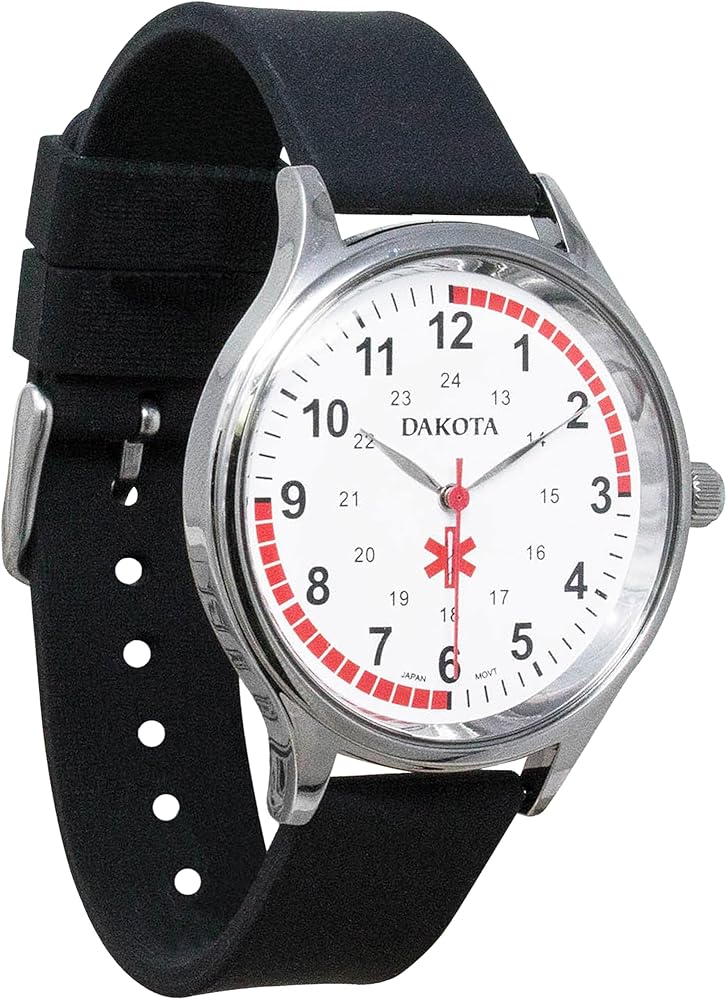 Dakota Nurse Watch for Nurse, Doctor, EMT and Medical Students – Scrub Watch, Easy Read Dial, Military Time with Second Hand, Silicone Band, Water Resistant, Men and Women Nurse Watches