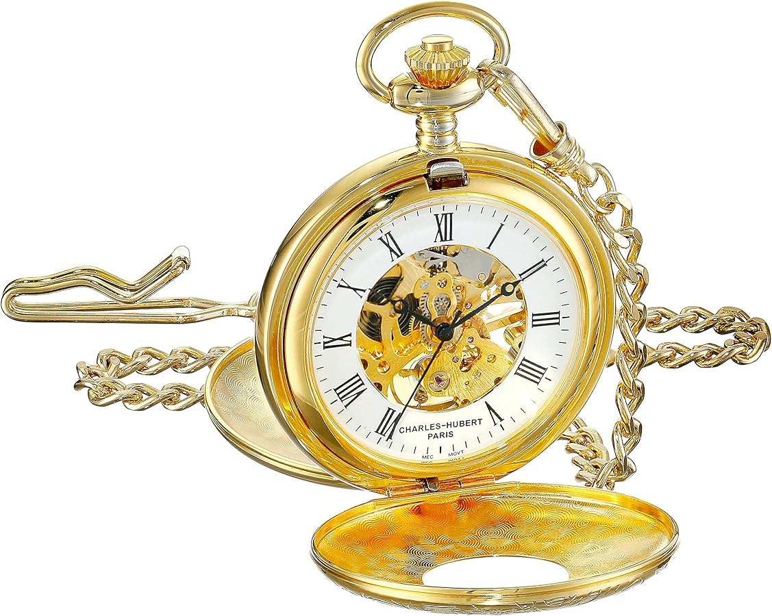 Charles-Hubert, Paris Gold-Plated Mechanical Pocket Watch