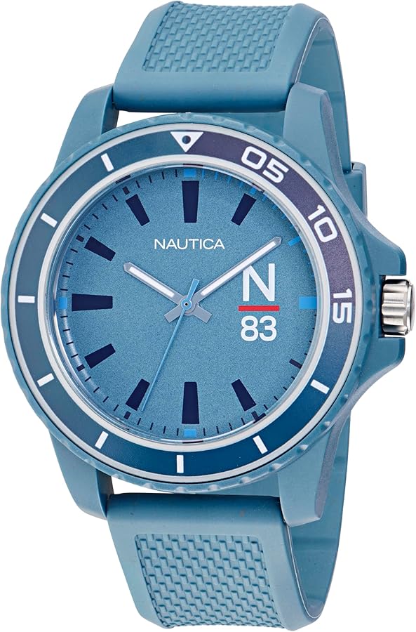 Nautica Men's NAPFWF303 Finn World Light Blue Wheat PU Fiber Strap Watch