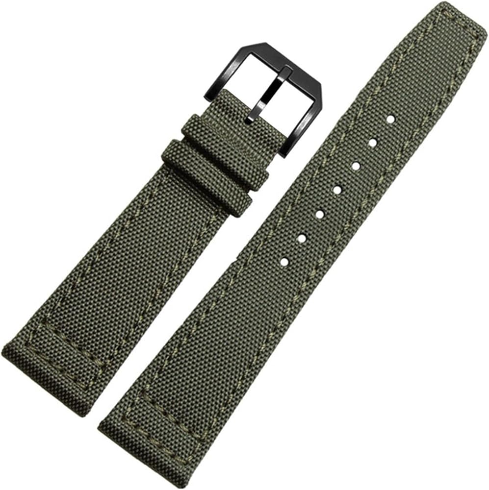 For IWC Pilot Spitfire Timezone TopGun Strap Green Black Belts Wristwatch Straps 20mm 21mm 22mm Nylon Canvas Fabric Watch Band