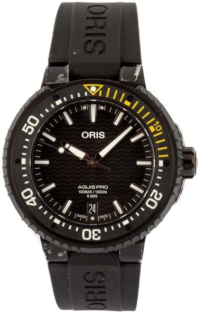 Oris AquisPro Date Black Rubber Strap Men's Watch - Model Number: 01 400 7767 7754