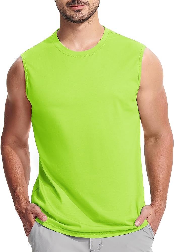 MAGCOMSEN Men's Tank Top Cotton Muscle Workout Gym Shirts Moisture Wicking Lightweight Summer Casual Sleeveless Shirts