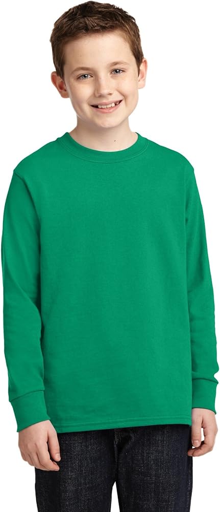 Port & Company Boys' Long Sleeve 54 oz 100% Cotton T Shirt