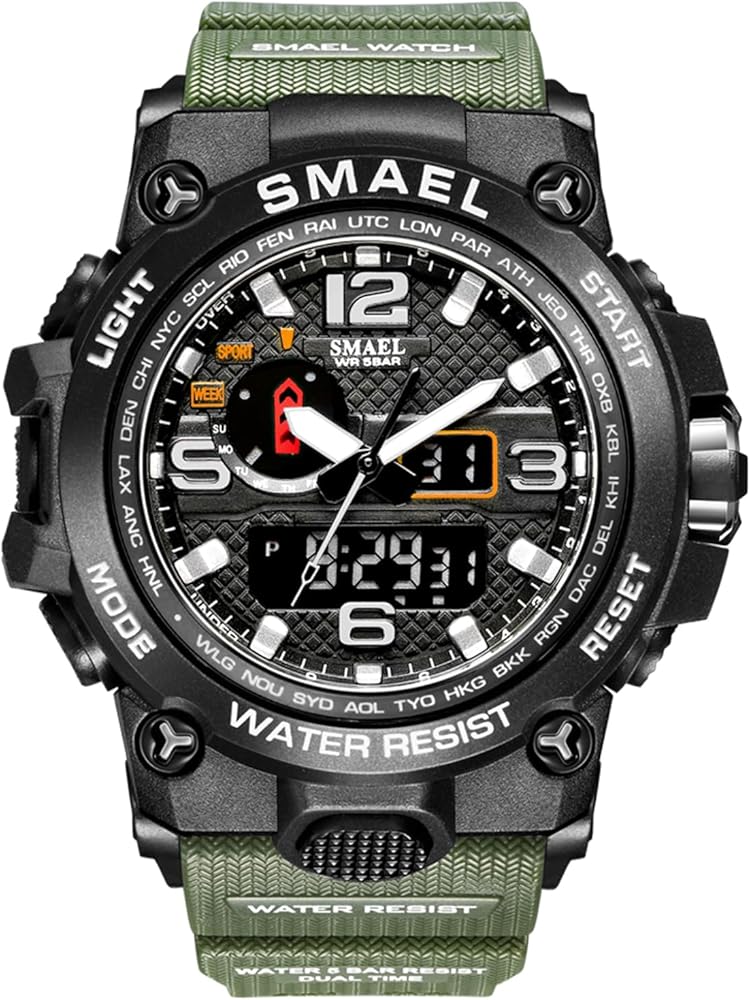 FANMIS Mens Analog Digital Sports Watch Large Face Outdoor Sports Waterproof Military Wrist Watches with Date Multifunction Tactics LED Army Stopwatch