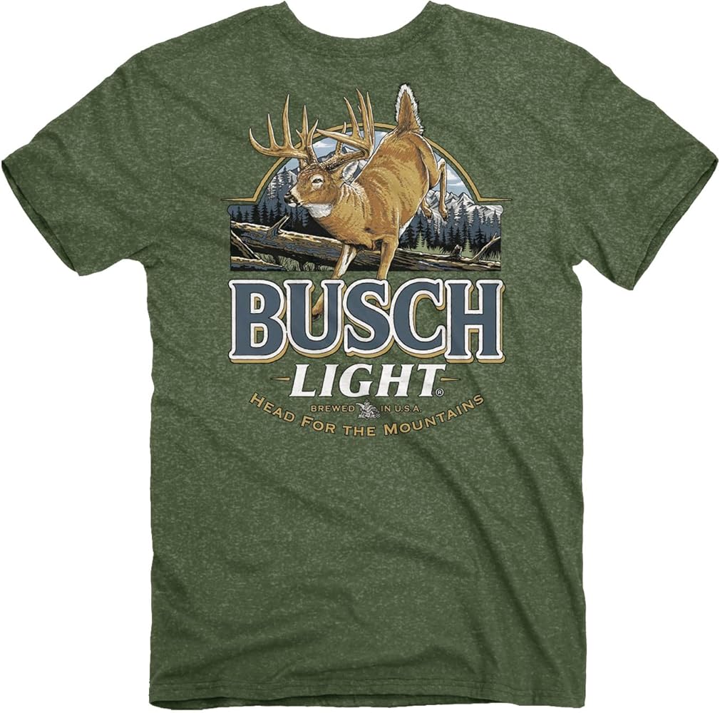 Busch Light Deer Label Front and Back Print T-Shirt (as1, Alpha, 3X_l, Regular, Regular) Green