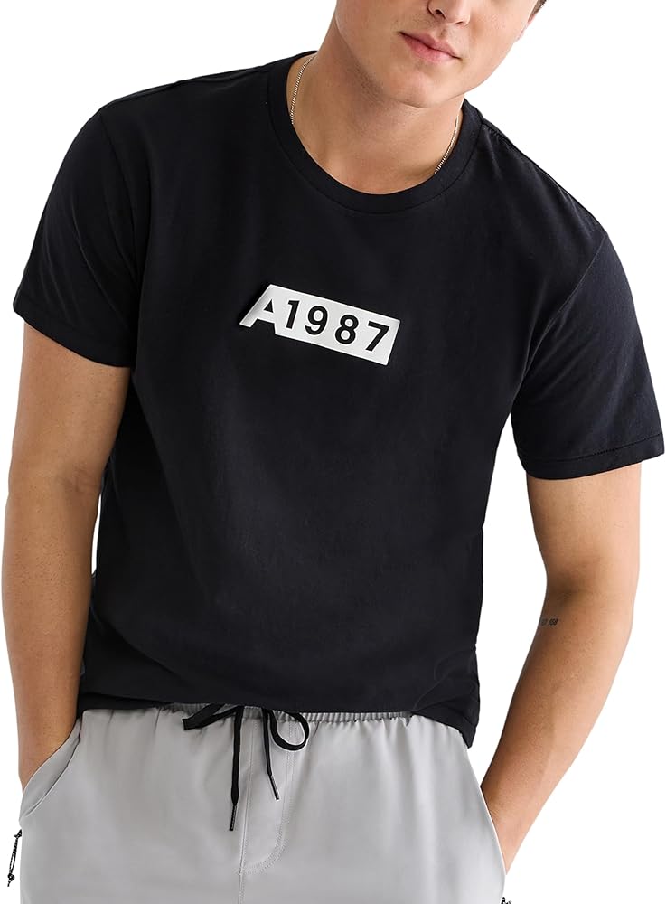 AEROPOSTALE Men's 1987 Box Logo Short Sleeve Tee