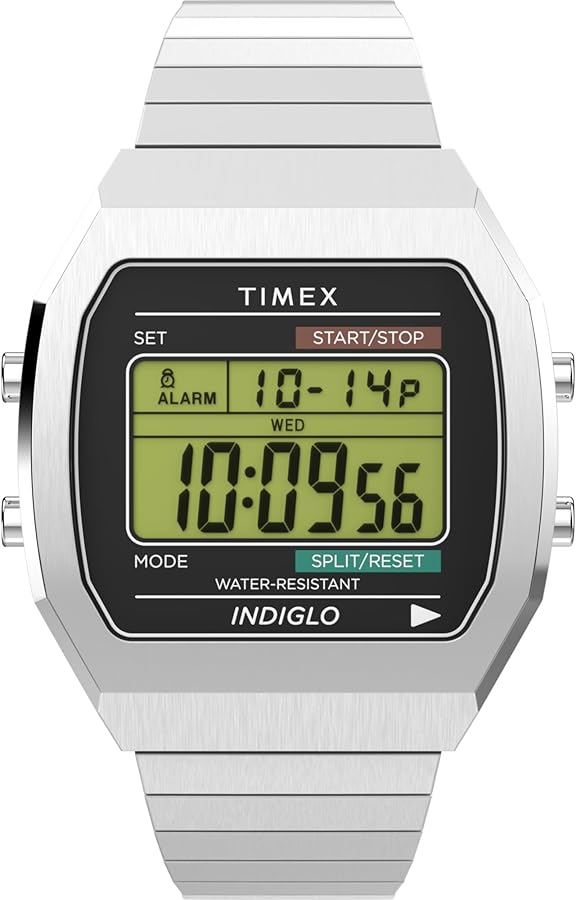 Timex Unisex T80 Steel 36mm Watch - Stainless Steel Expansion Band Digital Dial Stainless Steel Case