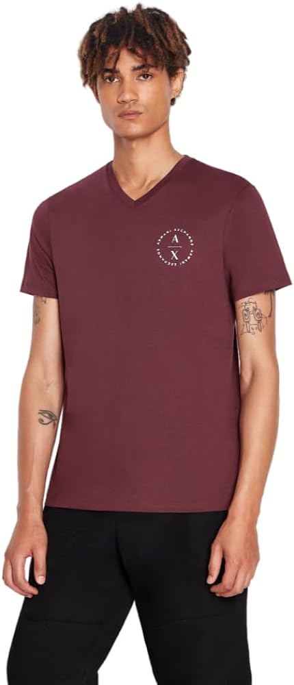 Armani Exchange Men's Slim Fit V Neck Pima Cotton Logo Tee