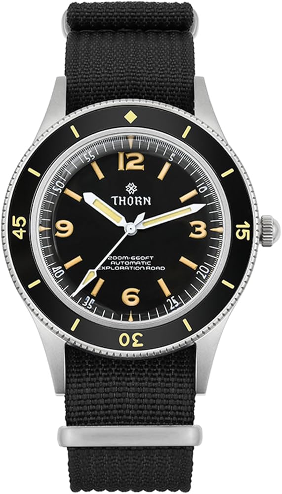 THORN 50-Fathoms Automatic Dive Watch for Men, NH35 Movement C3 Luminous Military Wristwatch 200M Waterproof, 40MM