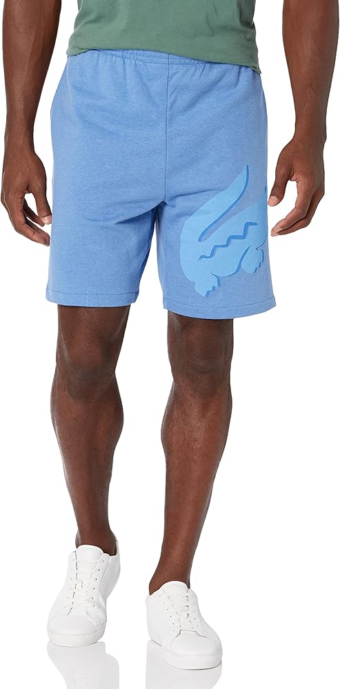 Lacoste Mens Oversized Crocodile Print Organic Cotton Fleece Shorts