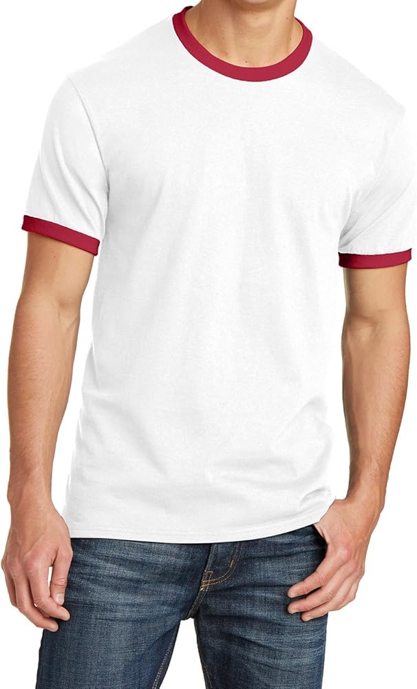 Men's Short Sleeve Core Cotton Soft Classic Ringer Tee