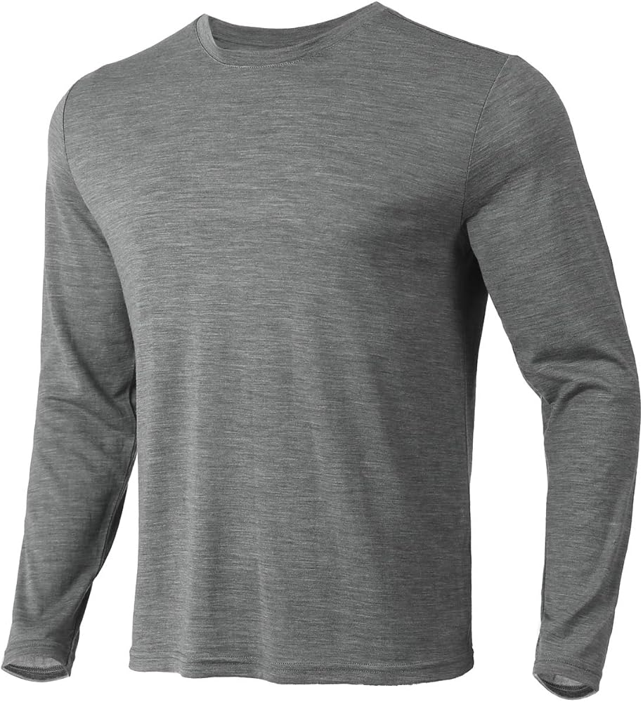 Merino Protect 100% Merino Wool Base Layer Mens Soft Long Sleeve Shirts Odor Resistance Thermal Underwear for Hunting Hiking