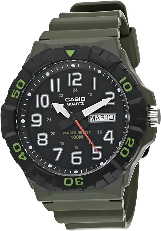 Casio Men's Military 3HD MRW-210H-3AV Quartz Watch, Black/Green