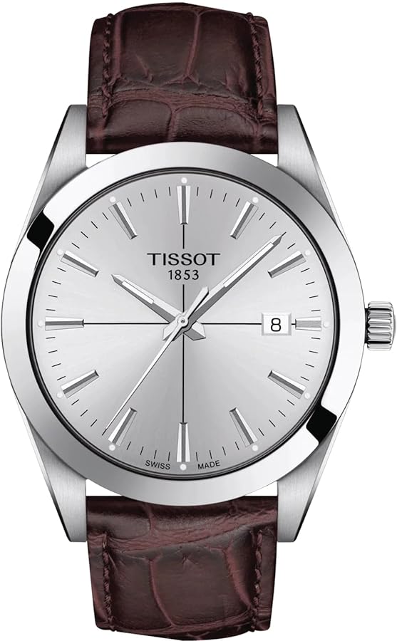 Tissot mens Gentleman Quartz Stainless Steel Dress Watch Brown T1274101603101