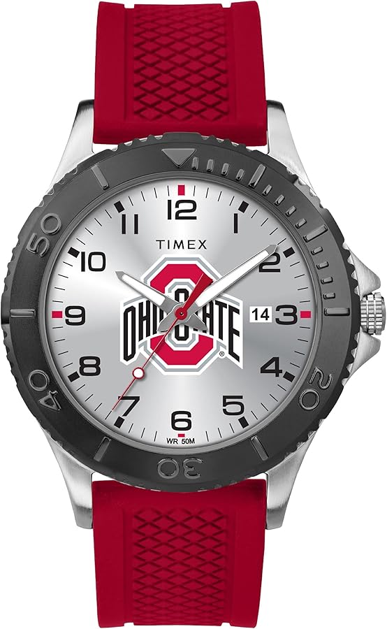 Timex Tribute Men's Collegiate Gamer 42mm Watch – Ohio State Buckeyes with Red Silicone Strap