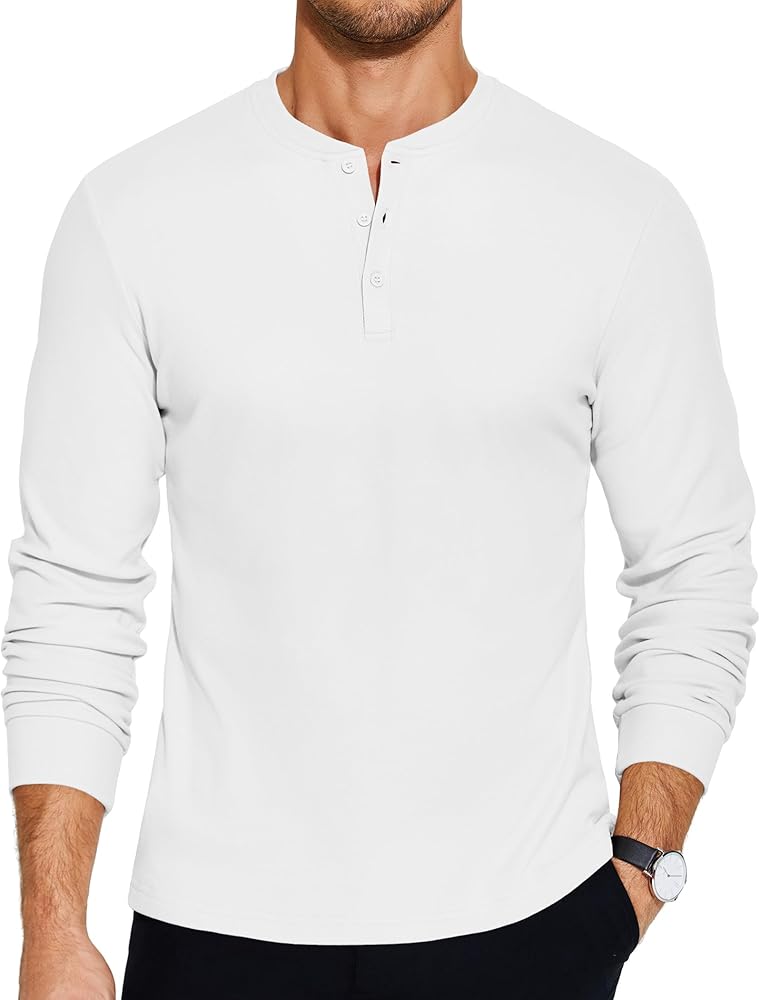 COOFANDY Men's Henley Shirts Long Sleeve Basic Pullover Shirt Lightweight Button T-Shirts