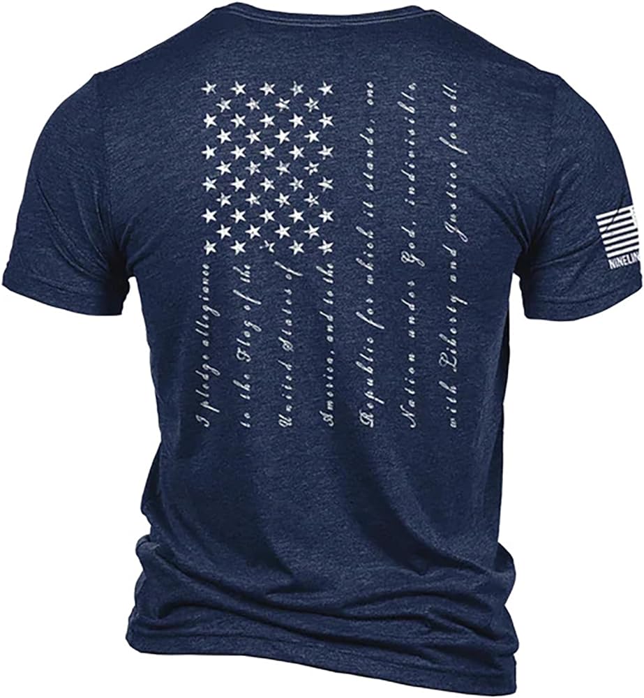 Nine Line The Pledge Unisex Patriotic T-Shirt - Liberty and Justice for All - Pledge of Alegiance to The Flag