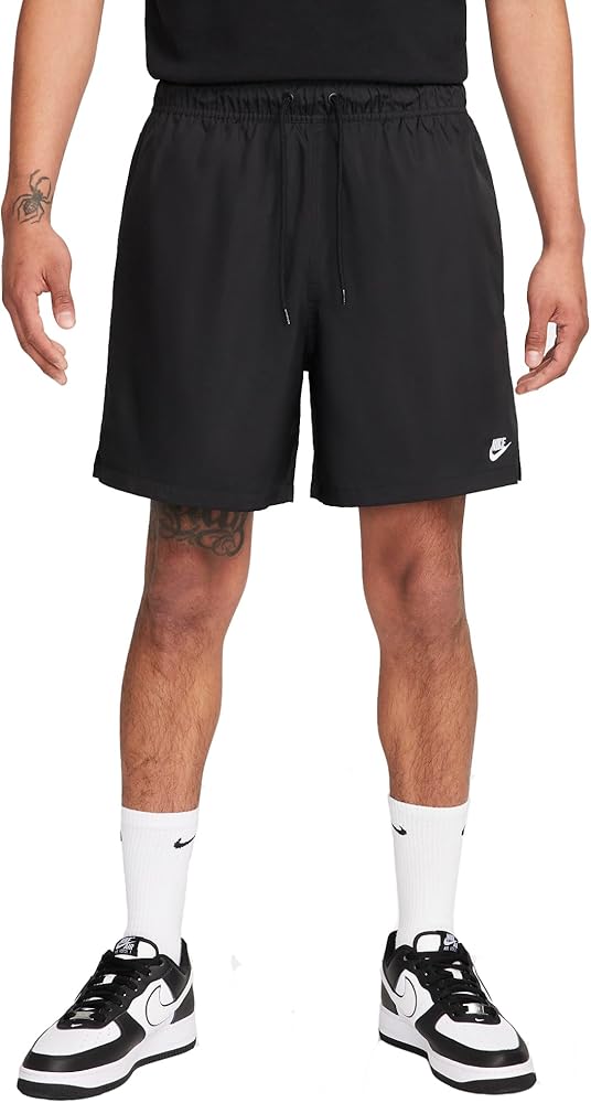 Nike Club Men's Woven Flow Shorts (Black/White, FN3307-010) Size Large