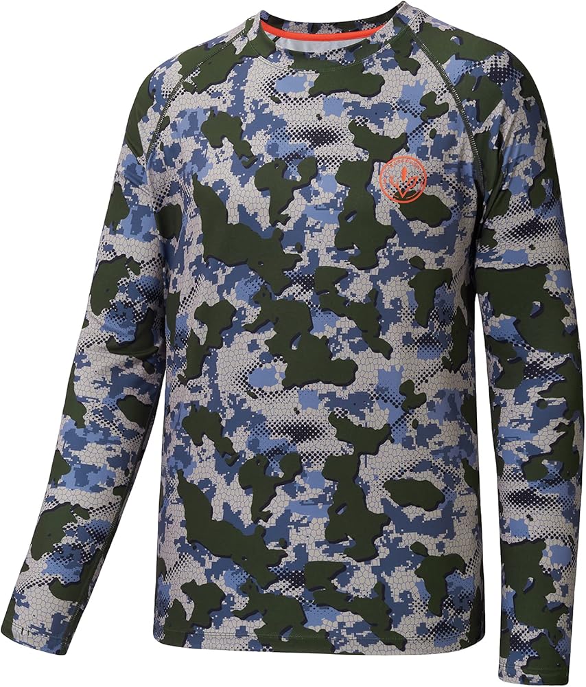 BASSDASH Men's Hunting Sun Shirt UPF 50 Lightweight Camo Performance Long Sleeve Stretch Fishing Hiking Tactical Tees