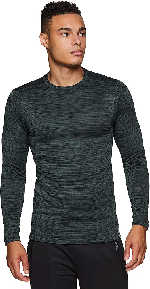 RBX Active Men's Athletic Performance Long Sleeve Crew Neck Fleece Lined Insulated Fitted Base Layer T-Shirt