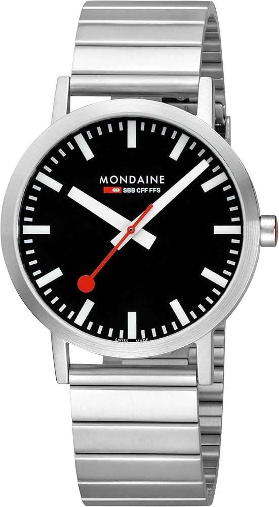 Mondaine Classic Official Swiss Railways Watch | Black/Metal Bracelet