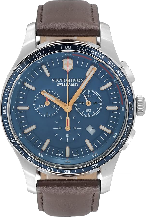 Victorinox Swiss Army Men's Alliance Sport Blue Dial Brown Leather Band Chrono Watch Limited Edition 249152