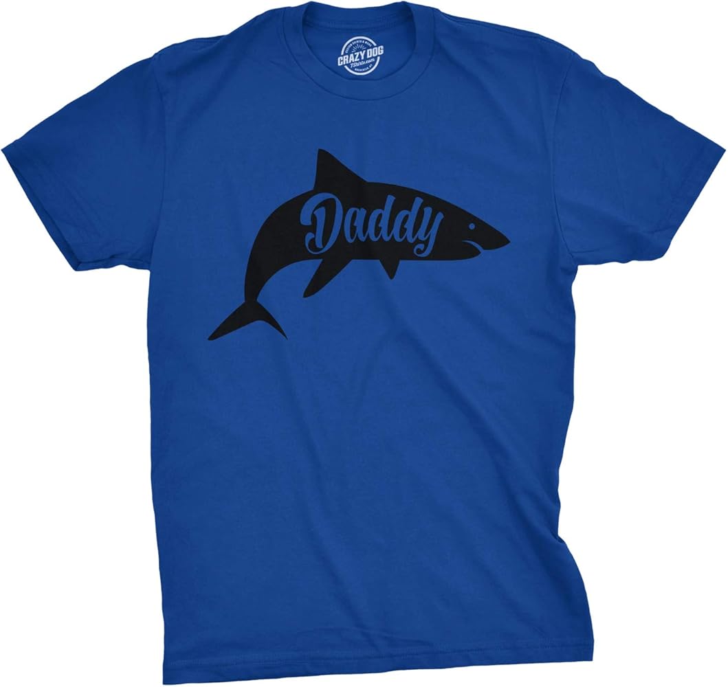 Mens Daddy Shark T Shirt Cute Funny Family Cool Best Dad Vacation Tee for Guys