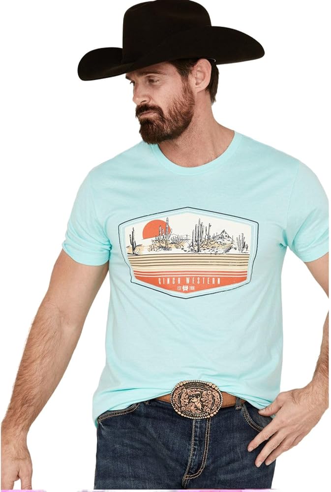 Cinch Men's Western Scenic Short Sleeve Graphic T-Shirt Turquoise X-Large US