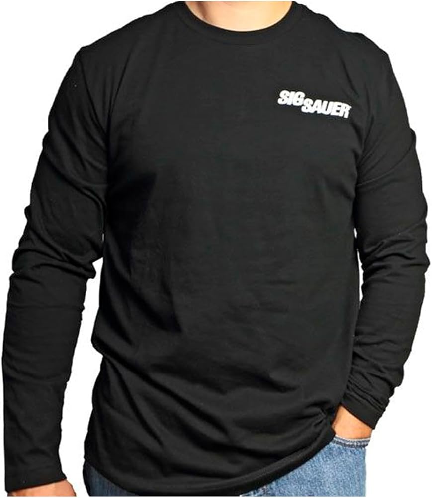 Sig Sauer Men's Long Sleeve Crew Neck Tee - Lightweight Breathable Cotton Casual Everyday Active Shooting Logo T-Shirt