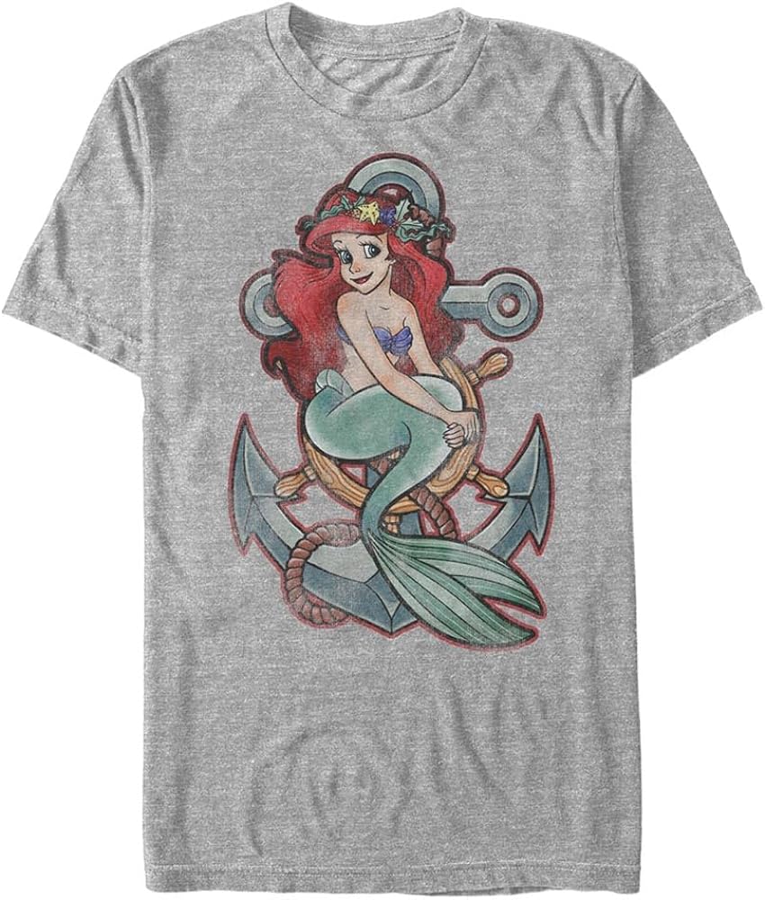 Disney Men's Little Mermaid Ariel Anchor Graphic T-Shirt