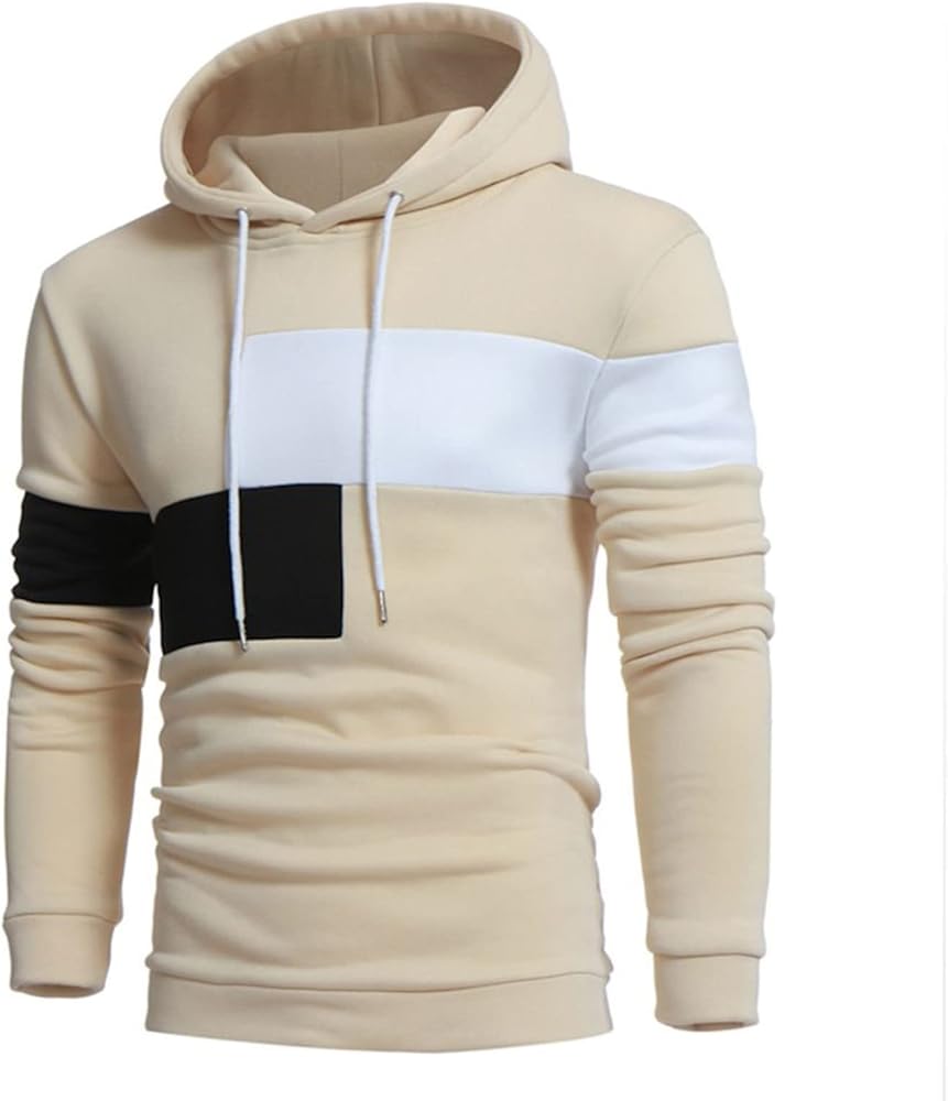 Mens Pullover Sweater,Men's Autumn and Winter Sweatshirt Long Sleeved Solid Color Pocket Drawstring Hoodie