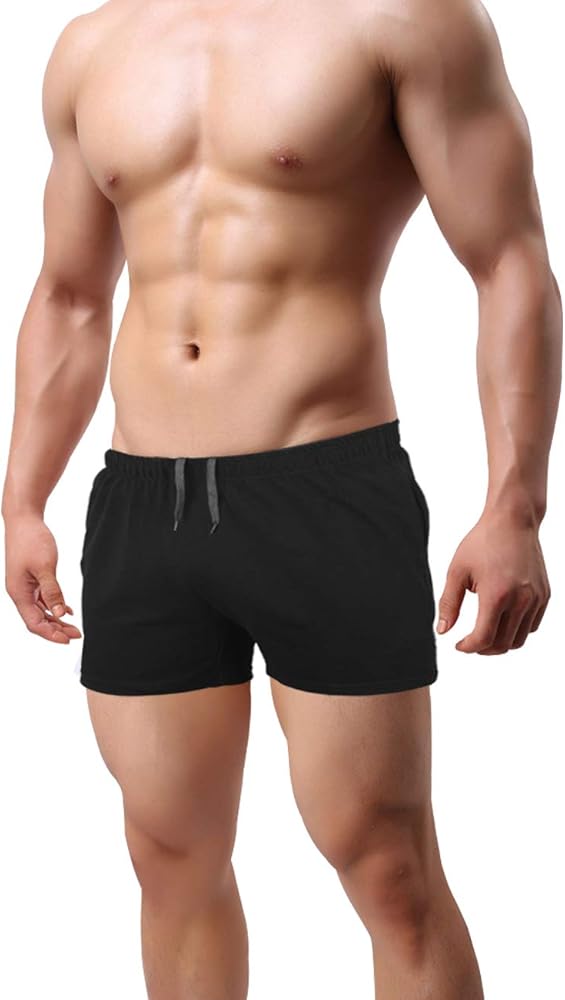 Muscle Alive Mens Bodybuilding Shorts 3" Inseam Cotton