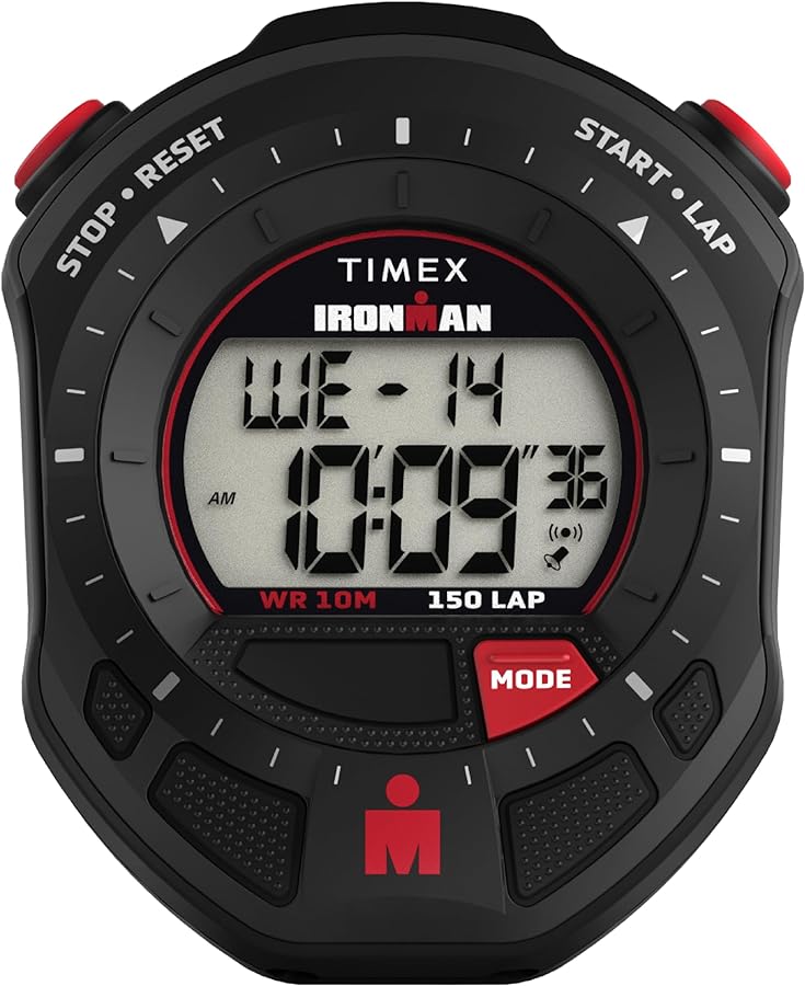 Timex UnisexIronman Stopwatch 65mm- Digital Dial Black Case