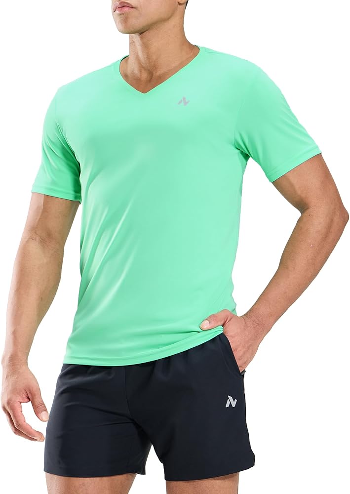 Men's V Neck UPF 50+ UV Sun Protection Short Sleeve T-Shirts Athletic Dry Fit Tee Shirt for Running Workout Gym