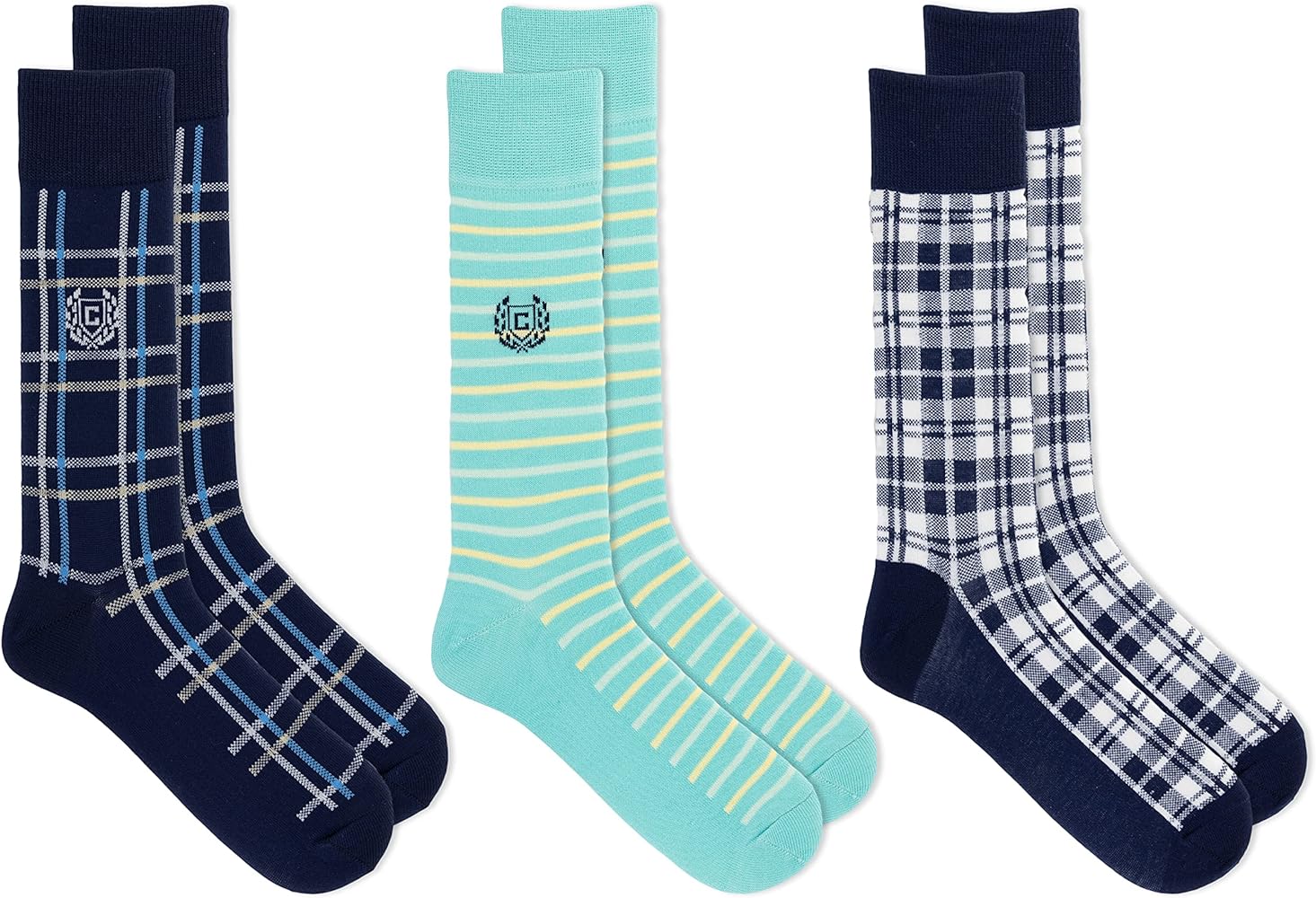 Chaps Men's Casual Fashion Cushioned Crew Socks-3 Pair Pack-Classic Designs with Stretch Blend