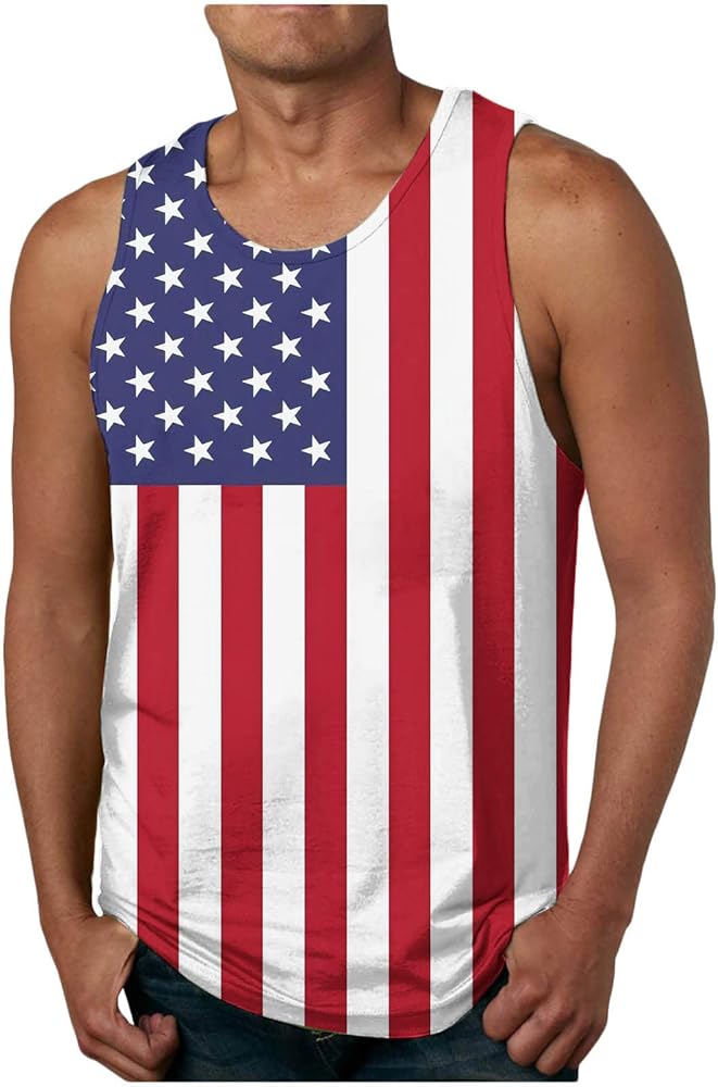 4th of July Tank Tops Mens American Flag Shirts 1776 Independence Day Patriotic Workout Muscle Tank Tops for Men