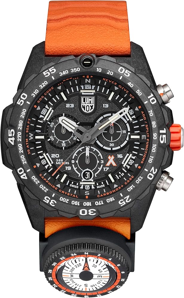 Luminox - Bear Grylls Survival XB.3749 - Mens Watch 45mm - Military Watch in Orange/Black Date Function - Chronograph Compass 300m Water Resistant - Sapphire Glass - Mens Watches - Made in Switzerland