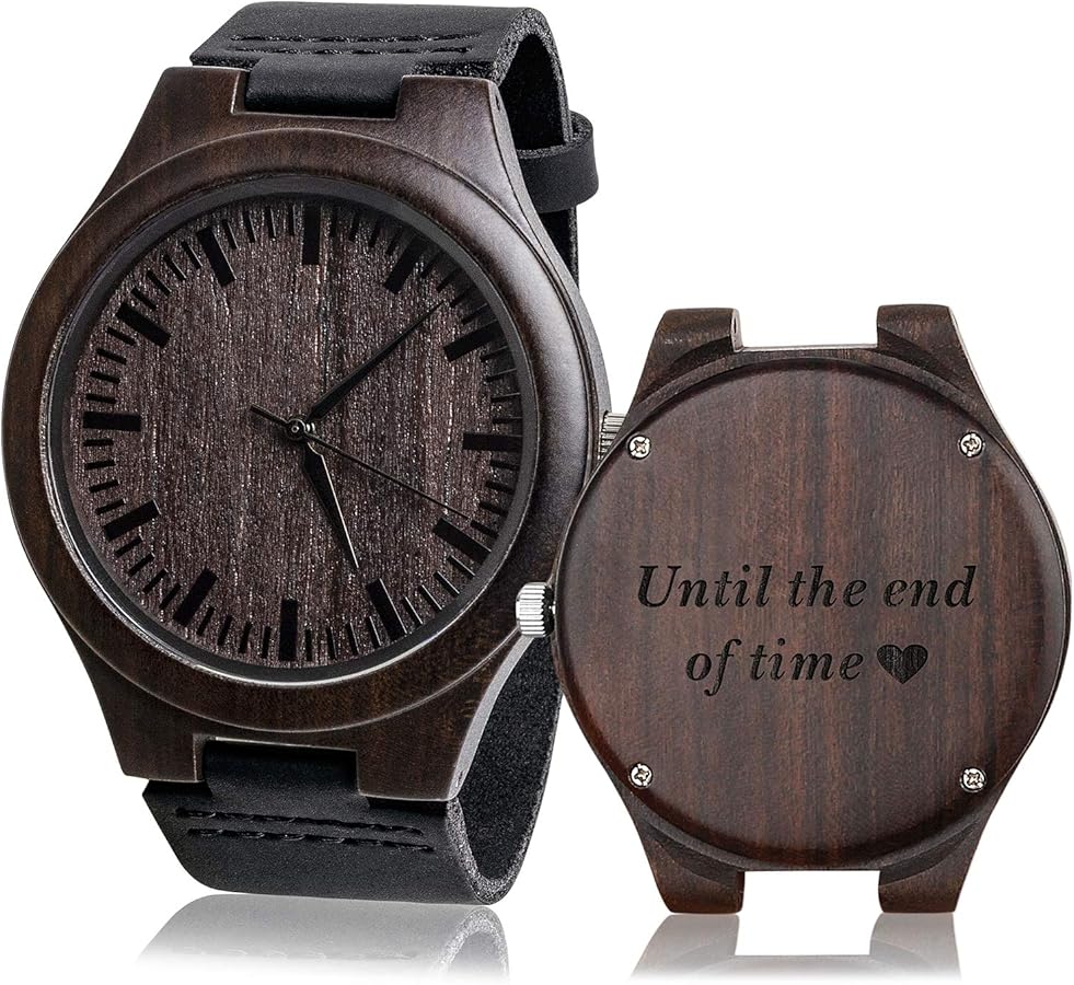 Engraved Wooden Watch Unique Wedding Gifts Anniversary for Husband Boyfriend Until The End of Time