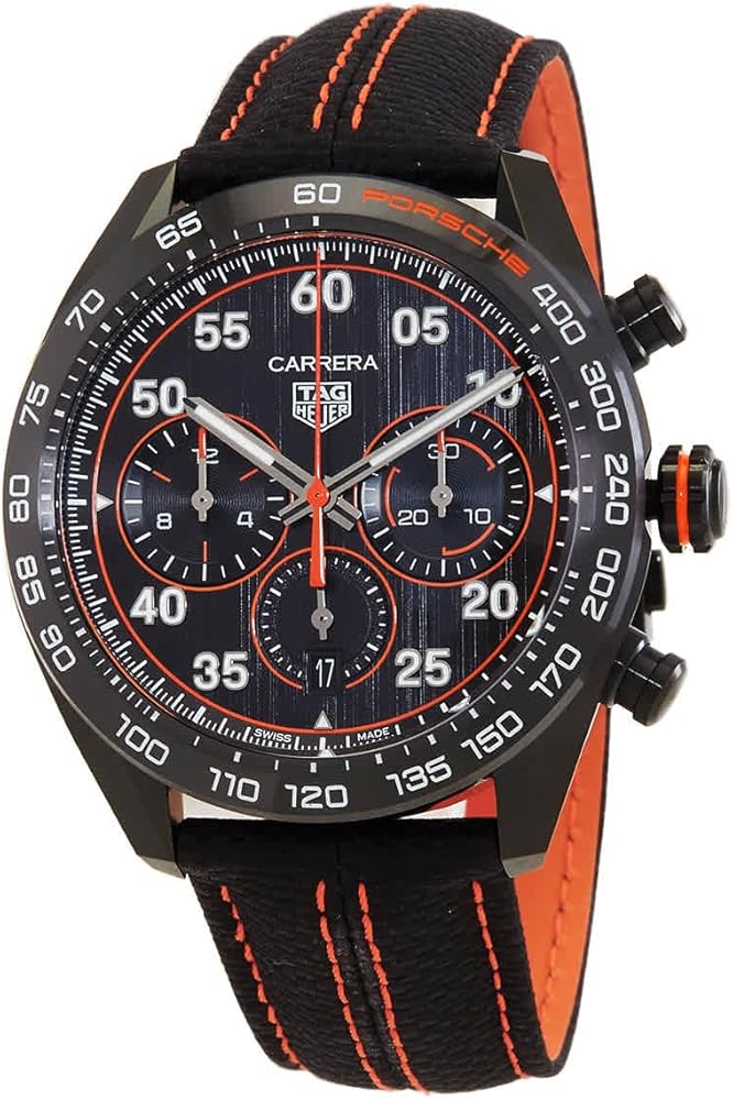 TAG Heuer Carrera X Porsche Orange Racing Chronograph Automatic Black Dial Men's Watch CBN2A1M.FC6526