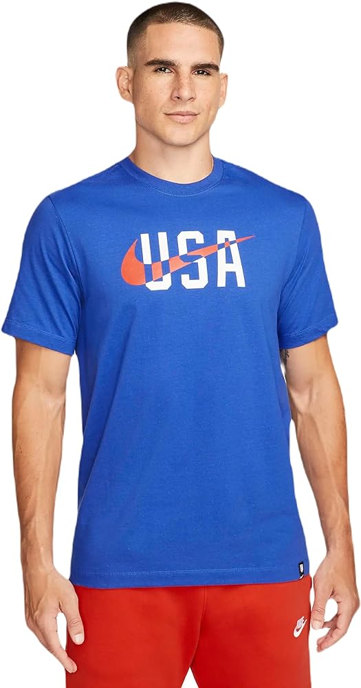 Nike Men U.S.A T-Shirt, Blue/White/Red, L Regular US