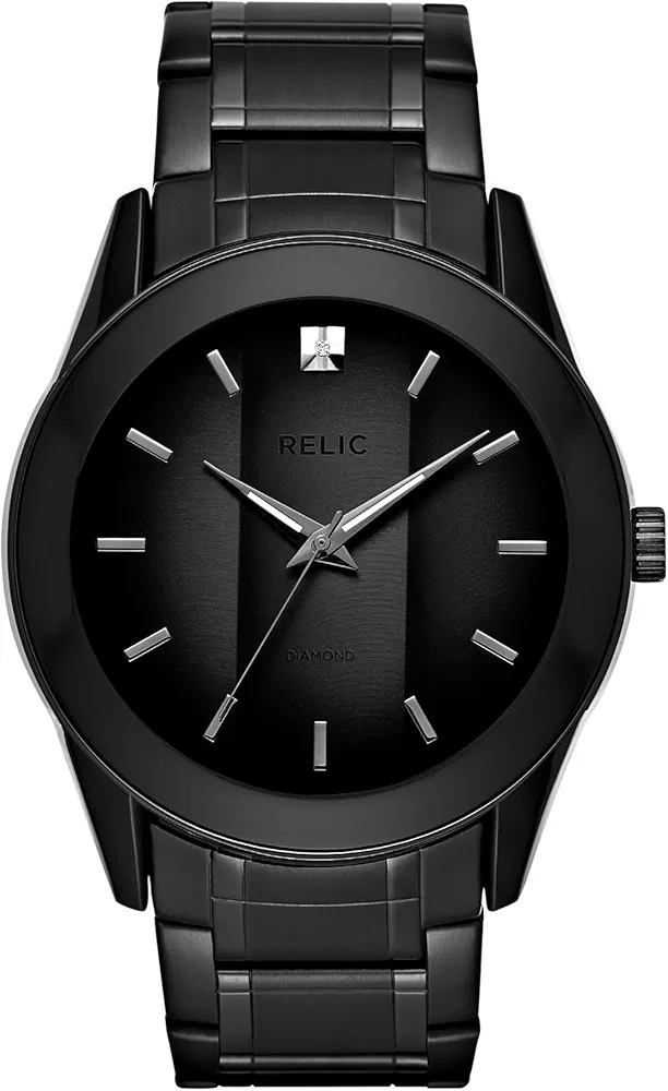 Relic by Fossil Men's Rylan Three-Hand Black Stainless Steel Bracelet Watch (Model: ZR77271)