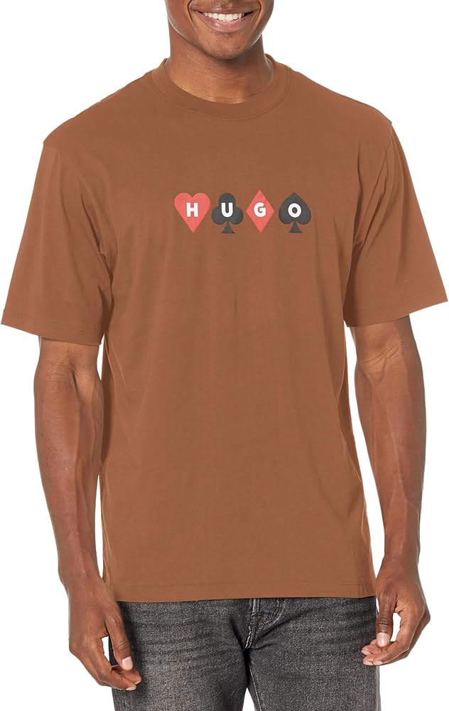 HUGO Men's Playing Card Logo Relaxed Fit Short Sleeve T-shirt