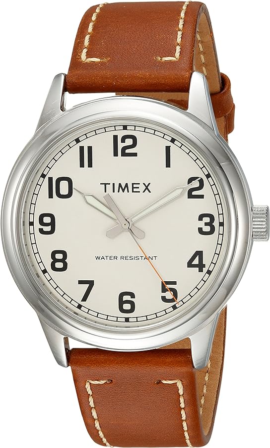 Timex Men's TW2R22700 New England Tan/Cream Leather Strap Watch