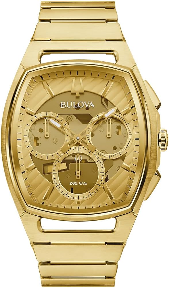 Bulova Men's CURV Chronograph Gold-Tone Stainless Steel Bracelet Watch | 41mm | 97A160