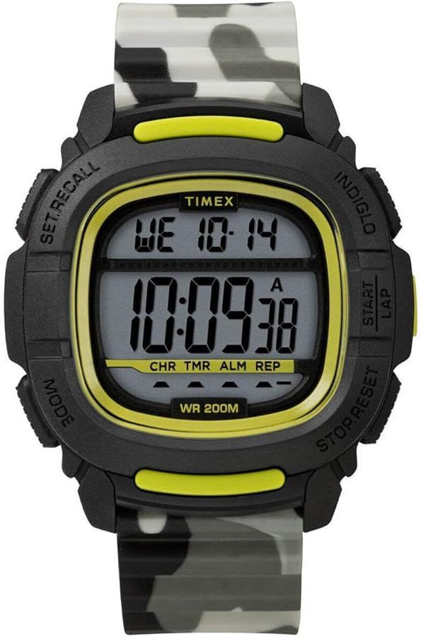 Timex Men's TW5M26600 Command 47mm Gray Camo/Black Silicone Strap Watch