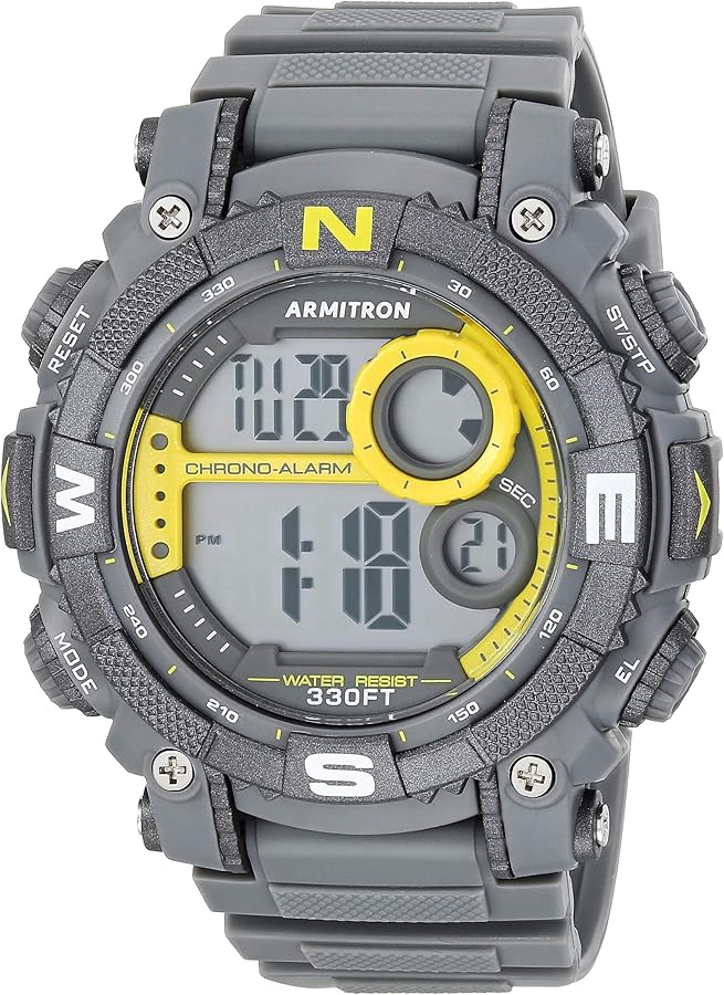 Armitron Sport Men's Quartz Sport Watch with Resin Strap, Gray, 22 (Model: 40/8284YGY)