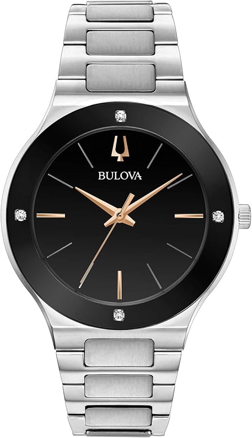 Bulova Men's Modern Millenia 3-Hand Quartz Watch, Edge-to-Edge Crystal with Diamonds