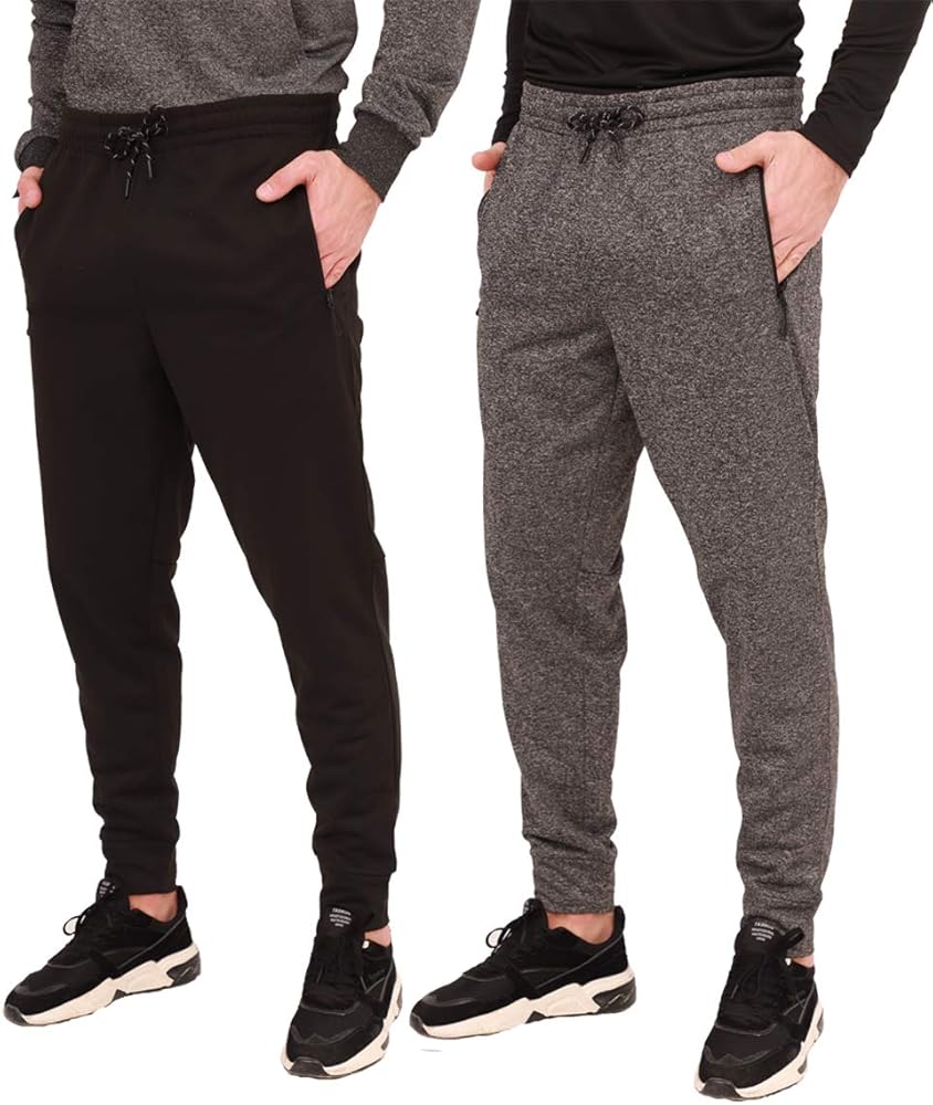 1 Pack/2 Pack Mens Jogger Gym Sweatpants, Athletic Jogger Workout Pants for Men,Running Track Pants with Zipper Pockets